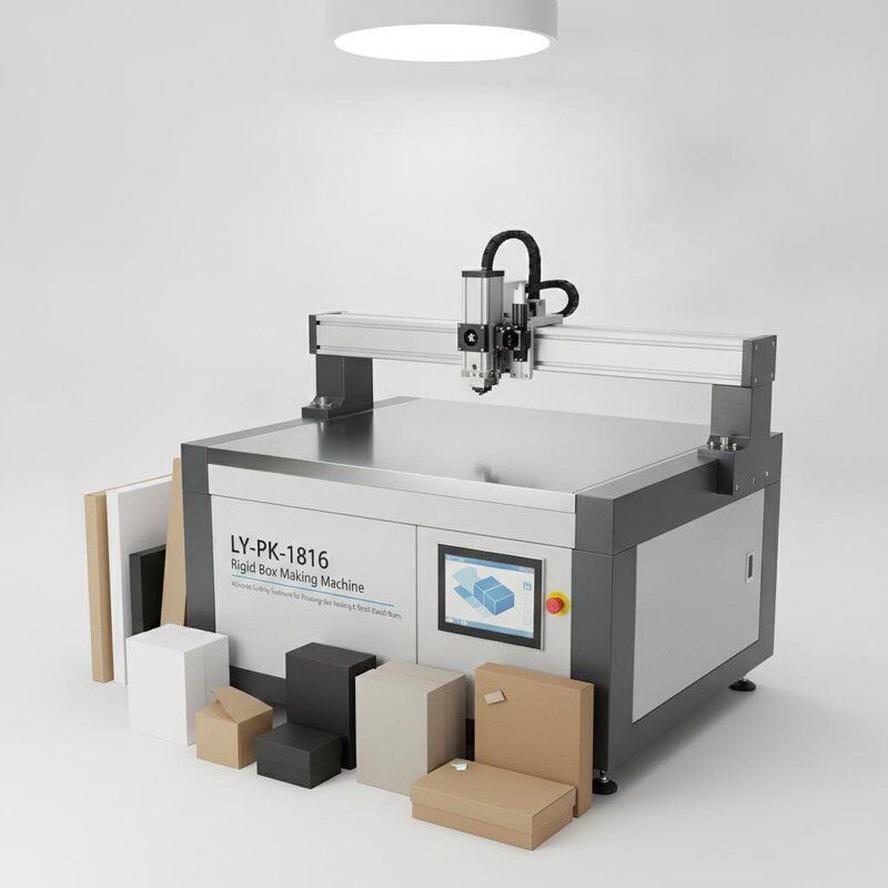 Máy chế tạo hộp cứng LY-PK-1816 Cung cấp các giải pháp cắt chính xác cho sản xuất mẫu bao bì và chạy hàng loạt nhỏ